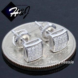 925 STERLING SILVER ICY BLING 6MM STUD EARRING*131